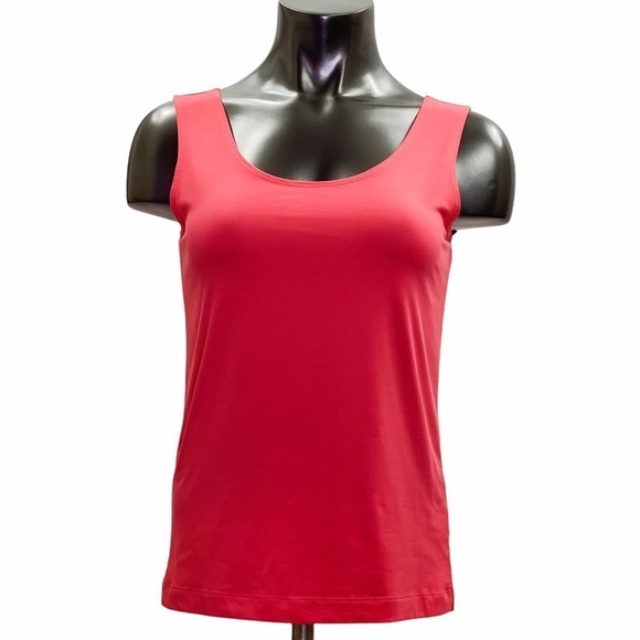CHICO'S Solid Red Nylon Sleeveless Round Neck Camisole Cami Tank Top - Picture 1 of 11